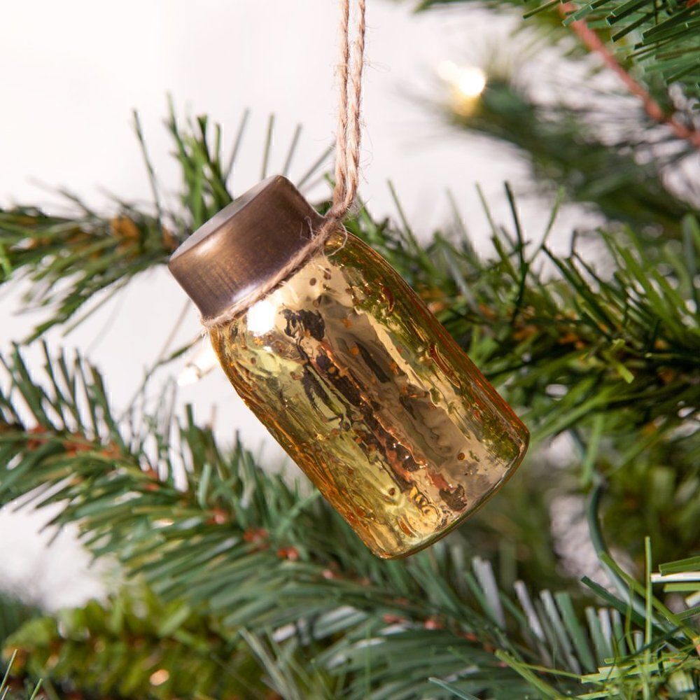 Glass Mini Mason Jar Hanging Christmas Ornaments